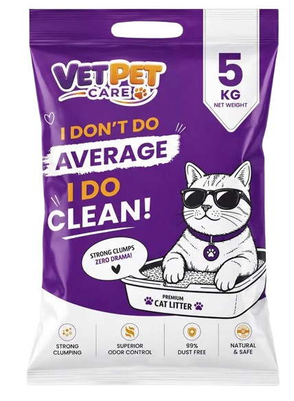 VetPet Care Lavender premium bentonite cat litter, 5kg bag