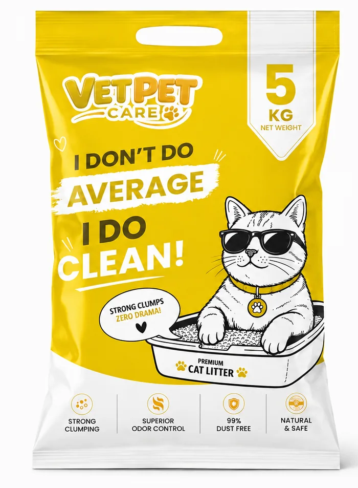 VetPet Care Lemon scented cat litter, 5kg bag front packaging