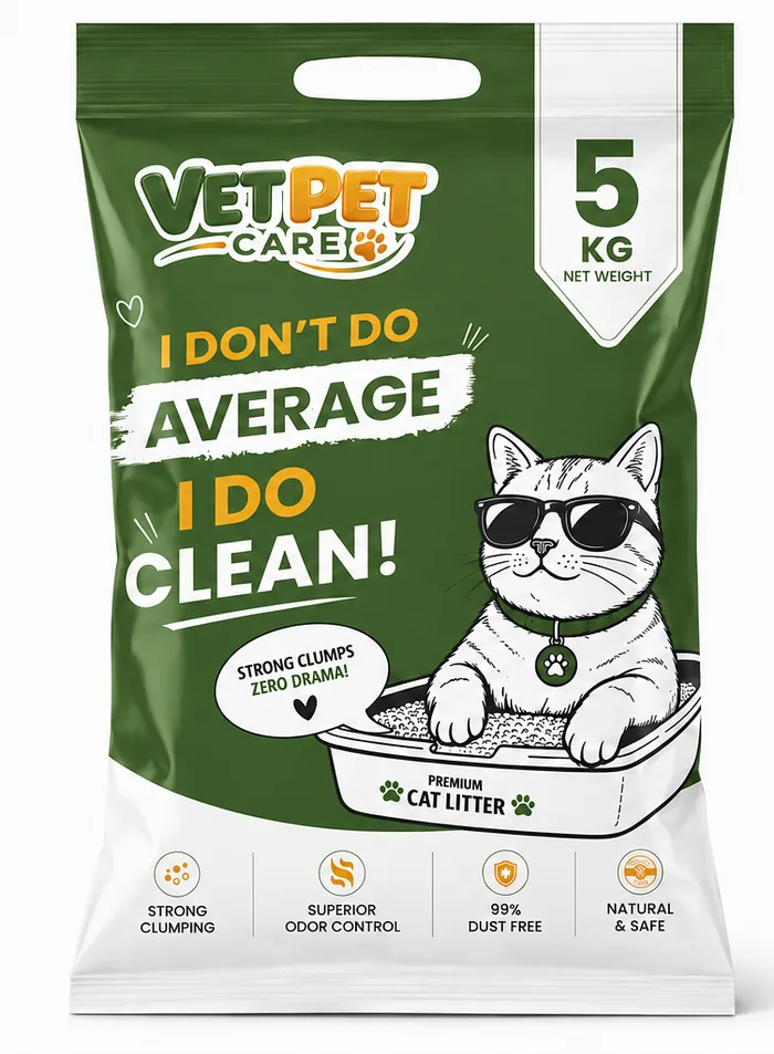 VetPet Care Rosemary scented cat litter, 5kg bag front packaging
