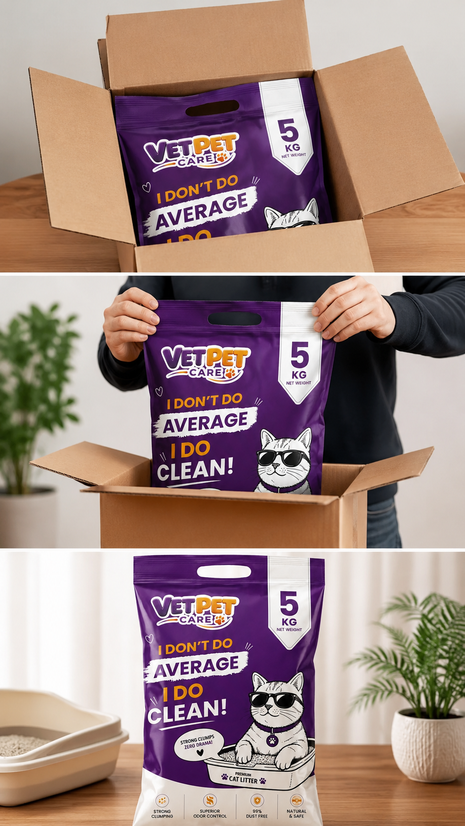 VetPet Care unboxing the 5kg bag, 5kg bag front packaging